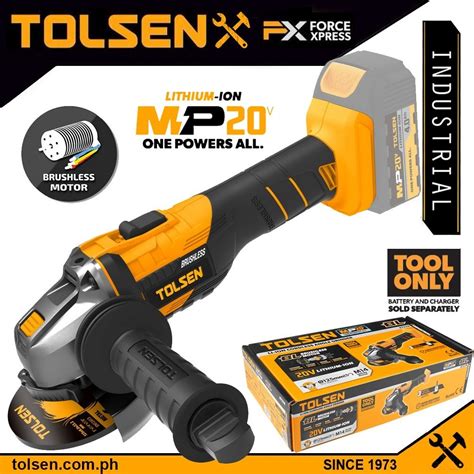 Tolsen 20V LI ION Brushless Cordless Angle Grinder 4 5 5 Soft