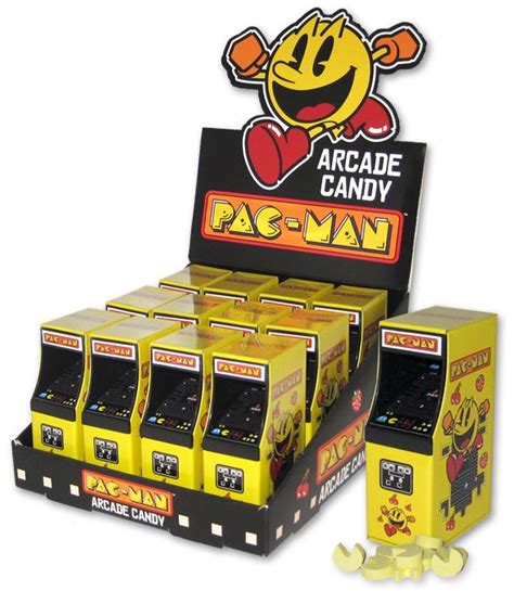 Pac Man Arcade Candy Display Case In Yellow With Black And Red Logos