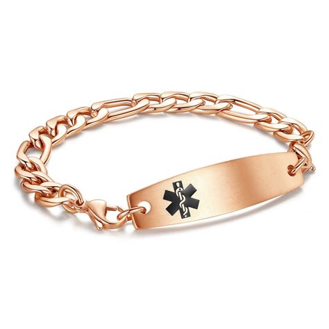 Figaro Medical Id Bracelet Rose Gold My Identity — My Identity