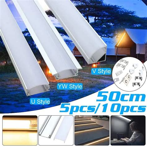 NEW 5 10PCS 50cm Aluminium Channel Holder U V YW Three Style For LED