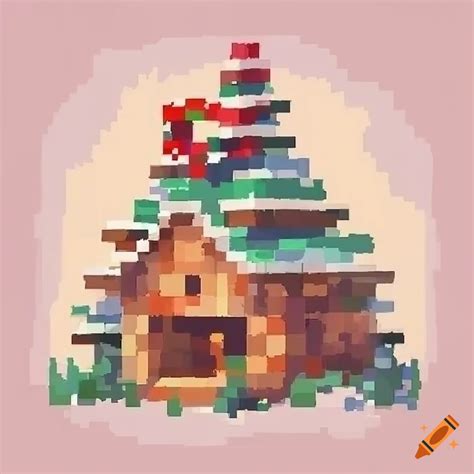 Minecraft Themed Winter Pixel Art On Craiyon