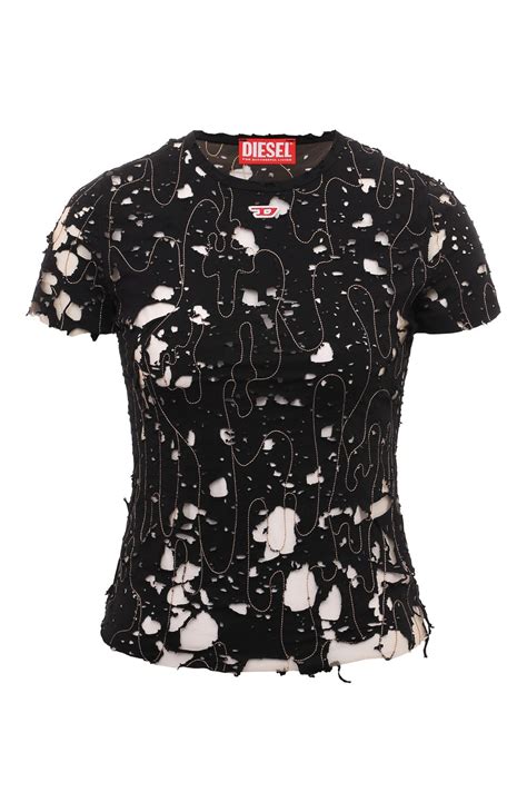 Женская черная футболка DIESEL купить в интернет-магазине ЦУМ, арт ...