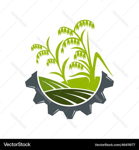 Agriculture icon with rice field and cog wheel Vector Image