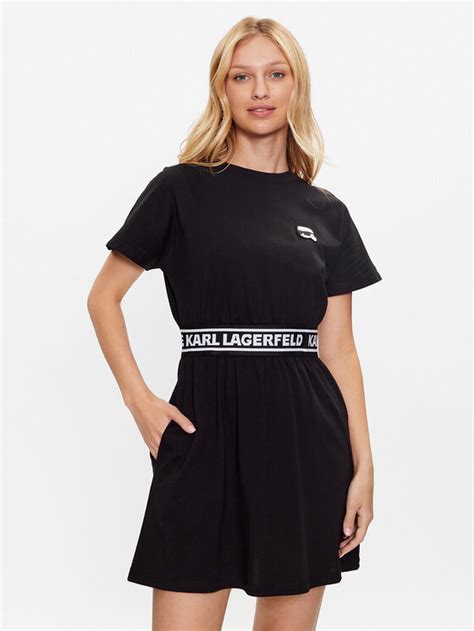 KARL LAGERFELD Vestito Da Giorno Ikonik Logo 230W1370 Nero Regular Fit