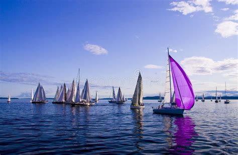 Sailing In Seattle Sailboats On Elliott Bay In Downtown Seattle Wa