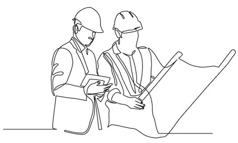 Premium Vector Continuous Line Drawing Of Civil Engineer Building