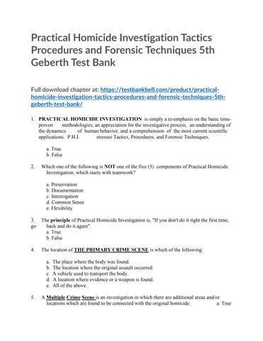 Practical homicide investigation tactics procedures and forensic ...