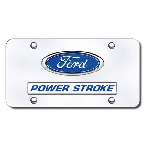 Autogold D Pwr Cc Dual Powerstroke Logo On Chrome License Plate