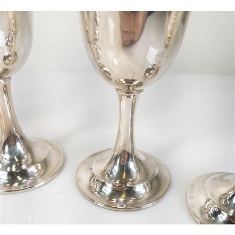 Mid 20th Century Sterling Silver Wine Or Water Goblet Cups By International Silver Set Of 6