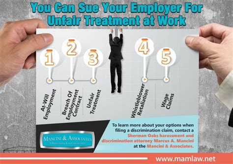 You Can Sue Your Employer For Unfair Treatment At Work Mancini And Associates