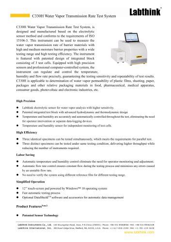 Solar Backsheet Water Vapor Permeation Testing Instrument Labthink