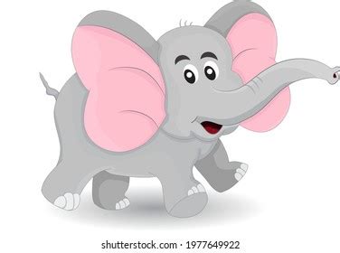 Cute Cartoon Gray Elephant Smiling Stock Vector (Royalty Free ...