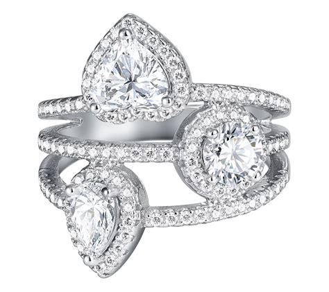 Diamonique x Jennifer Miller Multi-Row Ring, Sterling Silver - QVC.com