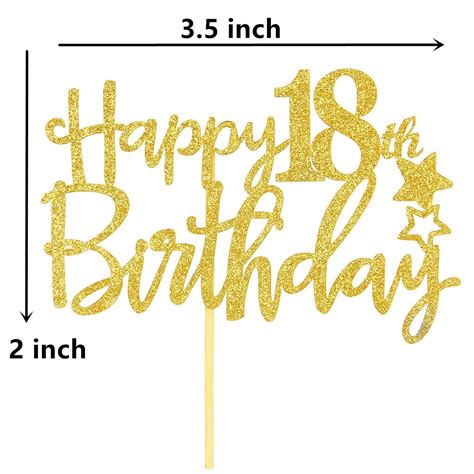 Jevenis Gold Glitter Happy 18th Birthday Cake Topper Hello 18 Cake