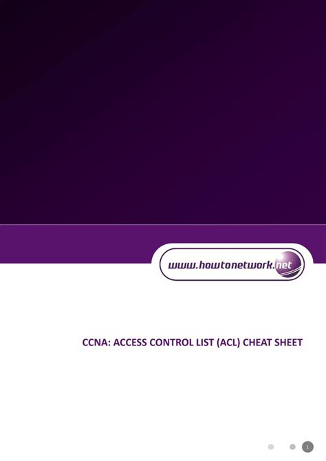 PDF CCNA ACCESS CONTROL LIST ACL CHEAT SHEET Sheets CCNA CCNA