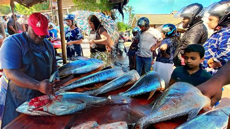 Massive Fish Cutting In Village Fish Market Sri Lanka Huge Fish Cutting