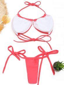 Tied Halter Micro Bikini Set In WATERMELON RED ZAFUL 2024