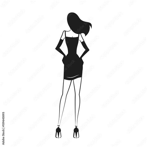 Woman In The Ball Gown Black Silhouette Back View Vector Stock Vector