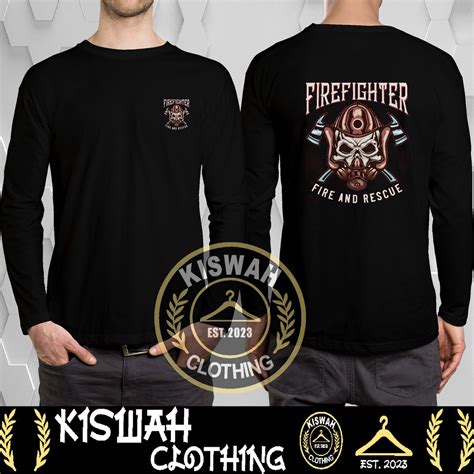 Jual Kaos Tshirt Fire Fighter Skull Pemadam Kebakaran Damkar Lengan