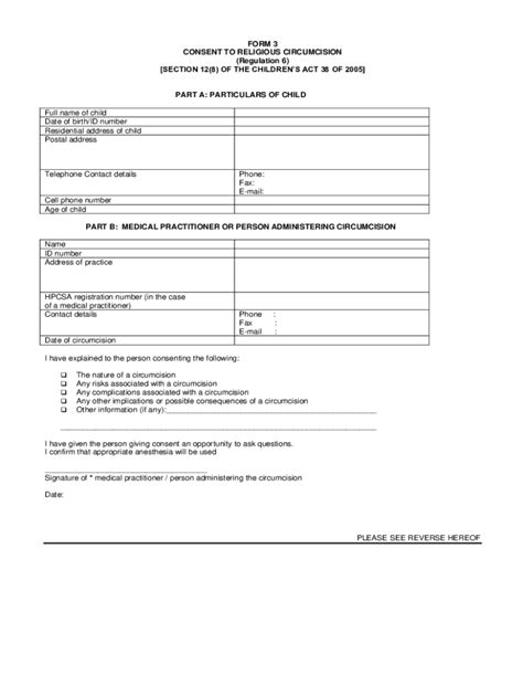 Fillable Online Form Consent To Religious Circumcision Fax Email