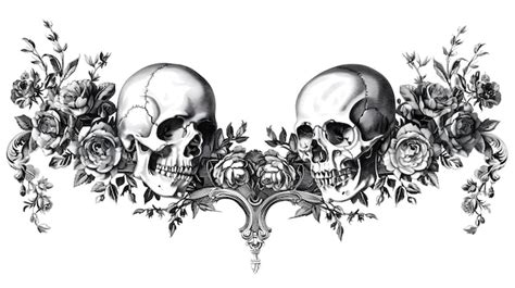 Premium Photo Detailed Antique Skull And Rose Engraved Art Nouveau