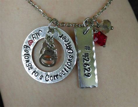 My Heart Belongs To Hand Stamped Necklace Correctional Officer