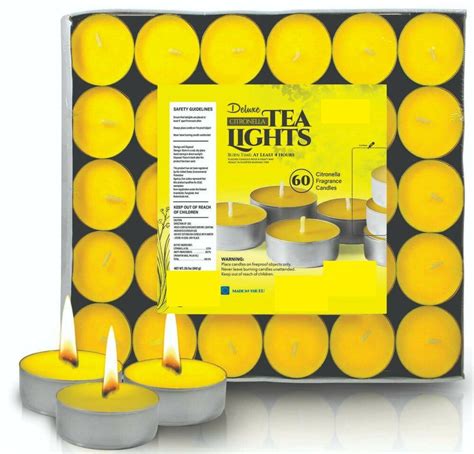 Citronella Scented Tea Light Candles Mosquitos repellent - 60 Pack - 4 ...