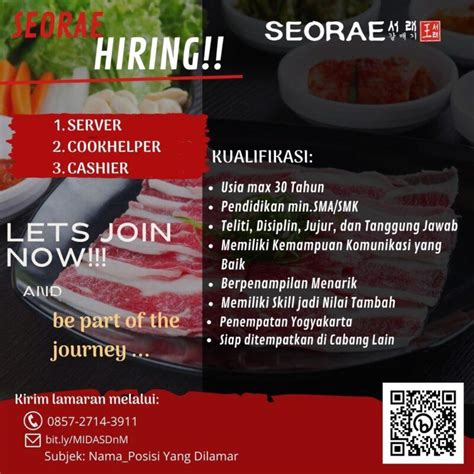 Lowongan Kerja Server Cookhelper Cashier Di Seorae Lokerjogja Id