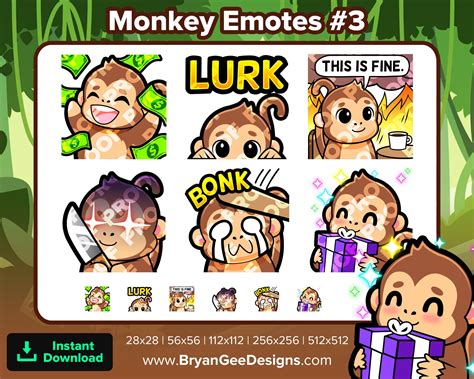 Monkey Dono Lurk This Is Fine Hit Evil Knife Gift Twitch Emotes For