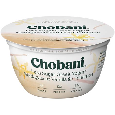 Chobani Less Sugar Greek Yogurt Madagascar Vanilla Cinnamon 5 3oz