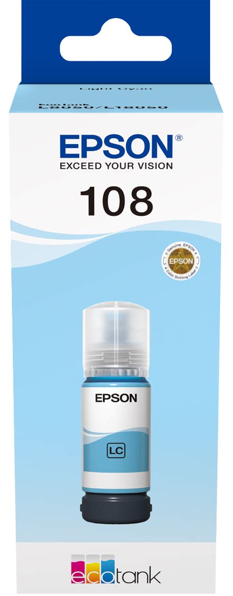 Epson 108 Cyan Clair Bouteille D Encre Epson EcoTank D Origine