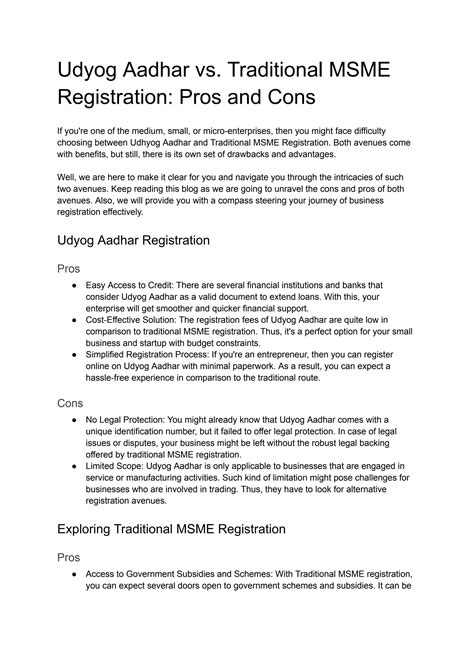 Udyog Aadhar Vs Traditional Msme Registration Pros And Cons By Udyog