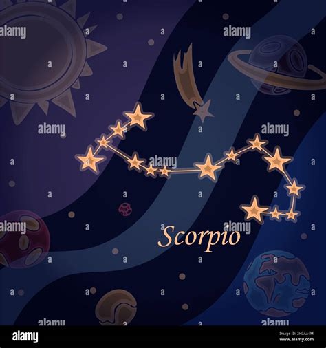 Doodle Constellation Of The Scorpio Symbol Of The Zodiac Signs Vector