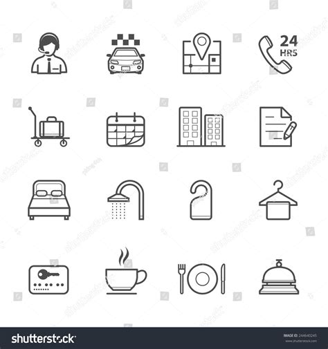 Hotel Hotel Amenities Services Icons Stock Vector (Royalty Free ...