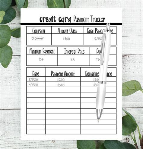 Credit Card Payment Tracker Printable Debt Payment Tracker Etsy