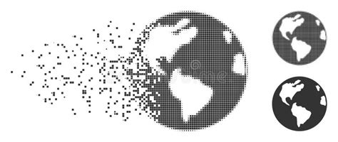 Dust Pixel Halftone Earth Icon Stock Vector Illustration Of Burst