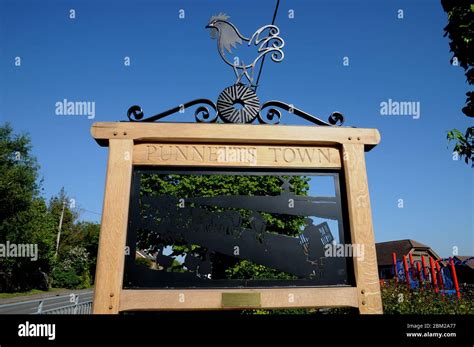 The Village Sign Erected In 2020 In The Centre Of The Small East Sussex Village Of Punnetts