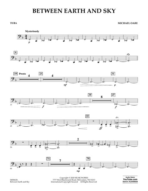 Between Earth And Sky Tuba By Michael Oare Sheet Music For Concert