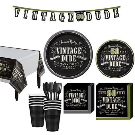 This Kit Includes 16 Vintage Dude 60th Birthday Dessert Plates Sku