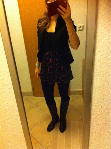 Ootd Valentines Tunic With Hearts Leggings And Black Jacket Enjoy