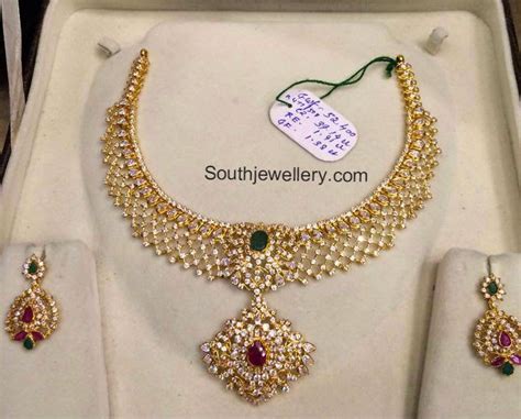 Cz Stones Necklace Set Jewellery Designs