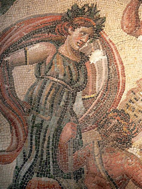 Detail Of Roman Mosaic Pavement Depicting The Struggle Between Dionysus