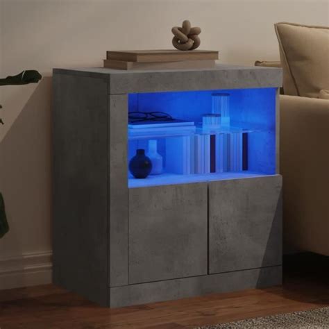 Mxzzand Buffet Avec Lumi Res Led Gris B Ton X X Cm Dx