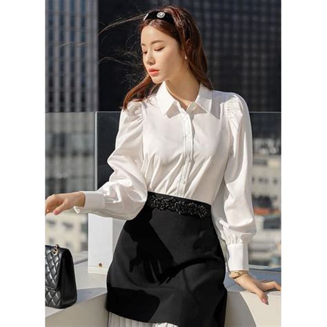 Styleonme Puff Sleeve Wide Cuff Blouse YesStyle