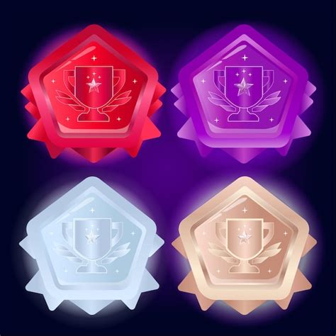 Premium Vector New Game Rank Badges Award Medals And Winner Trophy