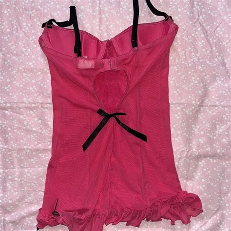 Hot Pink Dream Girl Lingerie Slip With Black Depop