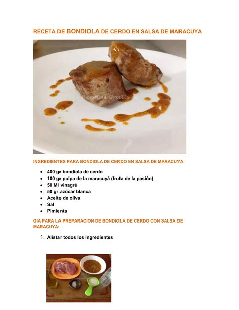 RECETA DE BONDIOLA DE CERDO CON SALSA DE MARACUYA PDF