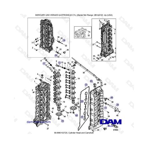 Mercury 225 Verado SN 2B144123 Cylinder Head Camshaft DAM