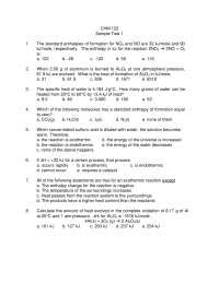 Sample Test 1 General Chemistry CHM 122 Docsity