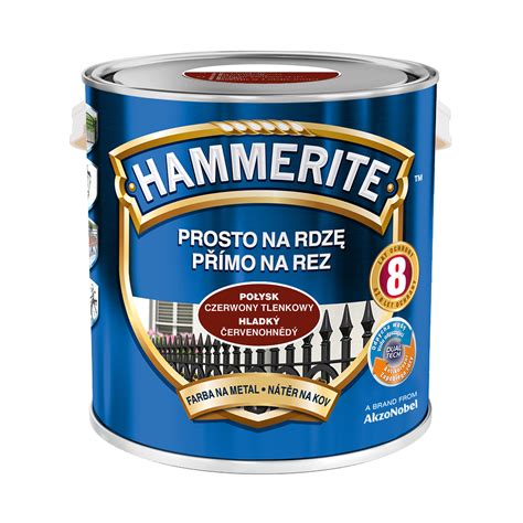 Farba do metalu 2 5 L czerwony tlenkowy połysk HAMMERITE AKZO NOBEL